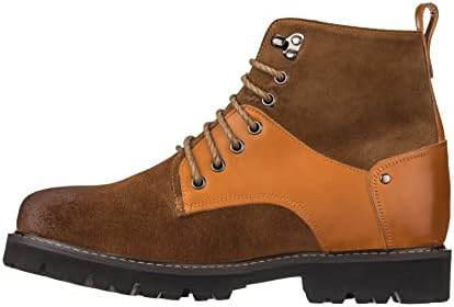 CALTO Men's Invisible Height Increasing Elevator Shoes - Brown Nubuck Distressed Leather Round-Toe Lace-up Ankle Boots - 3.3 Inches Taller - K8702 - Size 8 D(M) US | Image 2