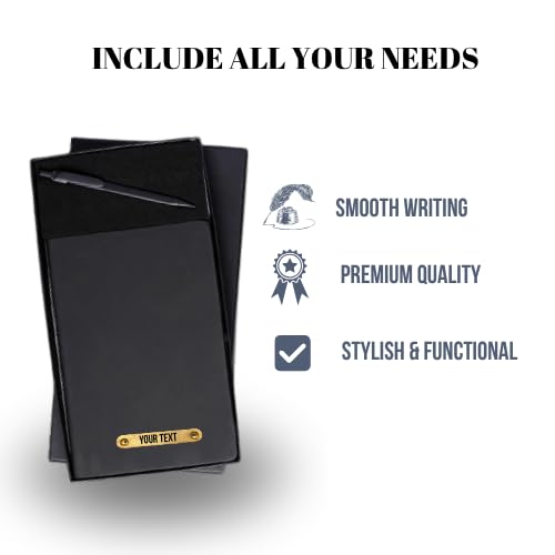 Image of 2 in 1 Personalized Office Gift Set of Pen and Notebook Diary with Your Name Engraved, A gift for all Corporate and Personal Occasions (Black)