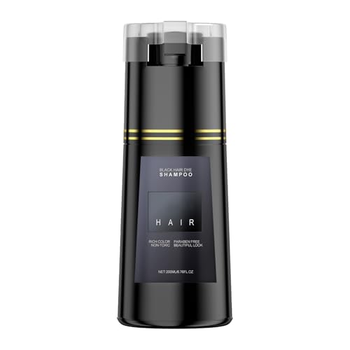 Black Dye Shampoo, Hair Color Shampoo, for Men & Women(200ml Black)