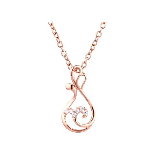 Grewod Collar Mujer Forma de Jarrón con Moissanita Redonda Cadena 45cm, Oro Rosa 9K, Joyas Collar con Colgante con Piedra