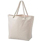 ベーシックスタンダード トートバッグ 帆布 キャンバス 綿 コットン 肩掛け ショルダー マチあり 無地 白 厚手 じょうぶ 12オンス おしゃれ ロープハンドル L 34×30×17cm(間口47cm)