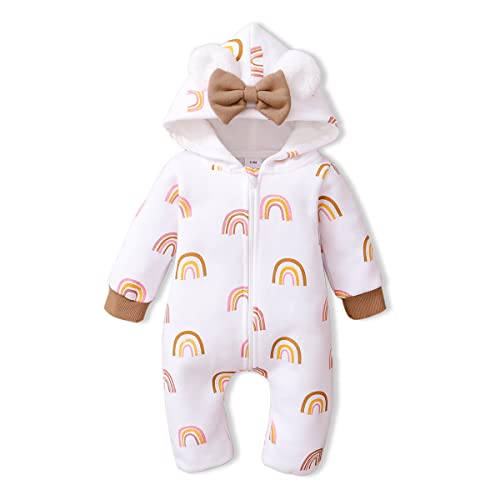 Image of Kiluex Newborn Baby Girl Clothes Romper Cute Rainbow Print Infant Onesie Bodysuit Jumpsuit Summer Outfit 0-18 Months