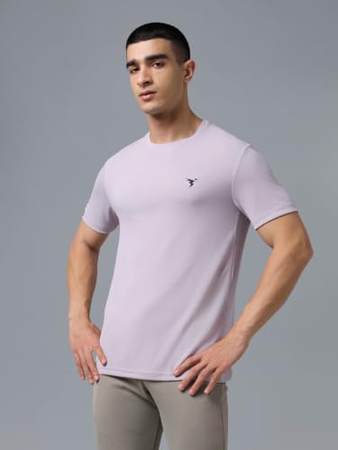 Image of TECHNOSPORT Men's Slim Fit Polyester Activewear Sports T-Shirt with Moisture-Wicking Comfort for Workout, Running & Gym