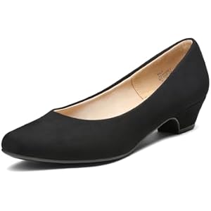 DREAM PAIRS Women's Mila Low Chunky Heel Pump Shoes 6.5 Black/Suede