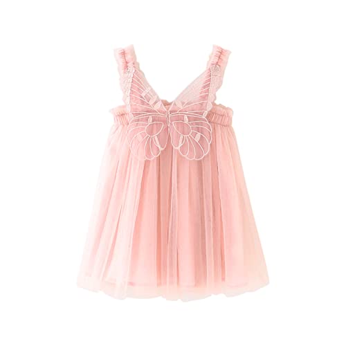 Toddler Baby Girls Sleeveless Butterfly Wing Dresses Fairy Layered Tulle Dress Kids Dance Party Princess Dresses Pink #TOP10