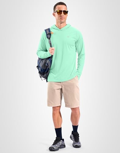 Image of Men's Sun Protection Hoodie Shirts Long Sleeve UPF 50+ Swim Shirts for Men Rash Guard Fishing Shirt Quick Dry