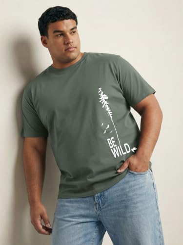 Image of Toodlegram - 100% Pure Cotton Plus Size T Shirt for Men- Regular Fit - Half Sleeve Roundneck Stylish Tshirt - Graphic Printed Be Wild (Size - 2XL to 10XL)