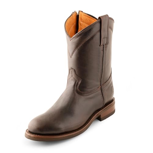 Men's Leather Roper Boot with Zipper and Oil Resistant Vibram Sole Style 16773