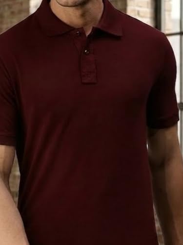 Image of Lux Cozi Men's Cotton Solid Polo Tshirt | Collar Tshirts | Half Sleeves | Stylish & Premium All Day Wear | Pack of 1