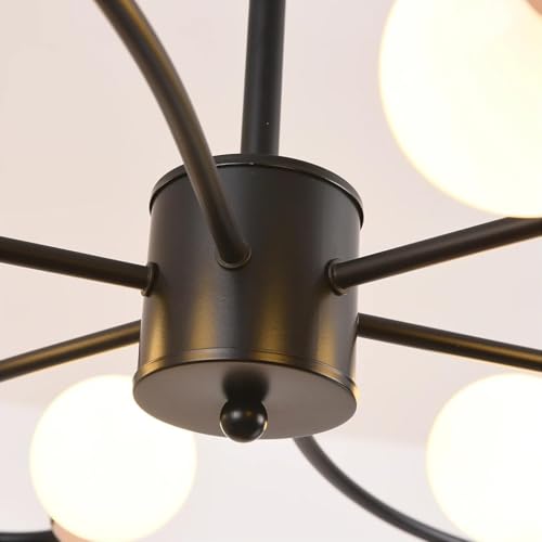 Image of ELEPHANTBOAT Ceiling Light Pendant Fixture, Adjustable Light Rod, 6-Light Metal Wire Chandelier Ceiling Light Fixture for Living Room, Kitchen