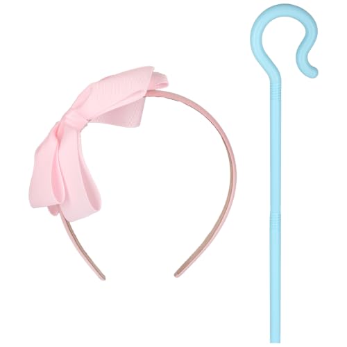 Luhiew Halloween Blue Hook Canes and Pink Bow Headband for Women's Halloween Party Dress Up - image 1
