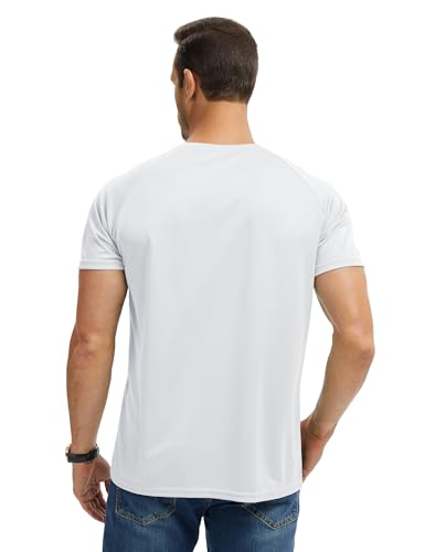 5 Pack Men's Loose Fit Henley Shirt Basic T Shirt, Moisture Wicking Breathable Button Down Short Sleeve2