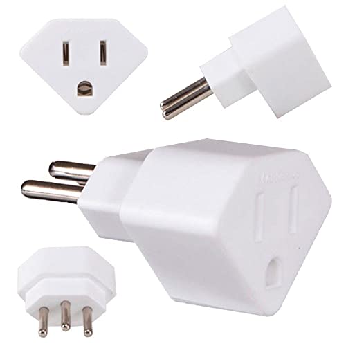 Adaptador Tomada Padrão Americano x Padrão Brasileiro 3 Pinos 10A Branco