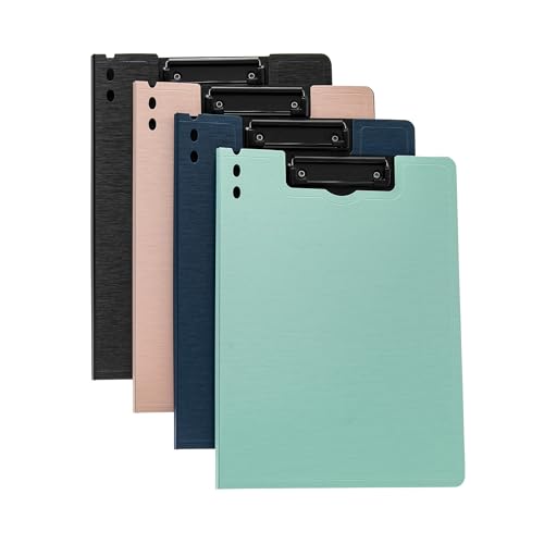Fei Bi 4-Pack Foldable Clipboard, Stylish Color Clipboard Folder, Perfect for Organizing Files, Suitable for Offices, Medical Fields, Schools, (4 Colors)