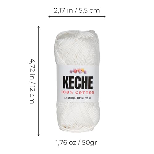 Image of Cotton Yarn - 100% Cotton Yarn for Crocheting and Knitting, Mercerized Cotton Amigurumi Yarn Fine-Sport 2 1.76 oz (50g) / 136 Yrds (125 m) White