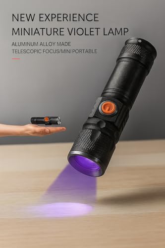 Image of GlowBase Aluminum Alloy Metal Rechargeable Telescoping Zoom LED Ultraviolet Torch with 395 NM, Black Light UV for Dog Urine Detection, Fluorescent Detection, and Resin Curing