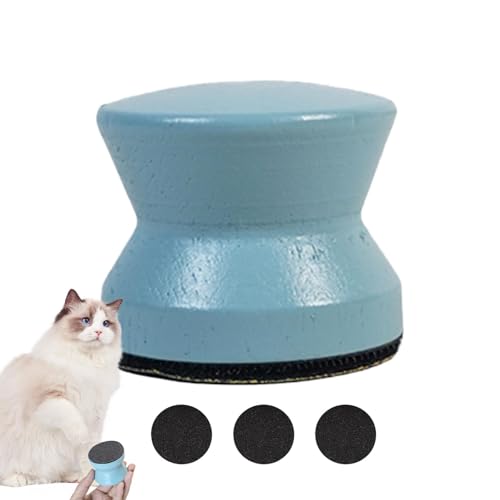 Samuliy Lima de uñas para perros, lima de uñas redonda de madera para perros con mango cómodo, lima silenciosa para mascotas con 3 papeles de lija reemplazables, suministros portátiles para cortar