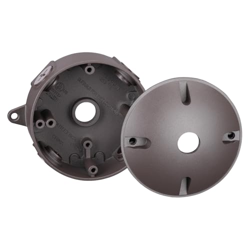 Boîte de prise ronde 10,2 cm LEONLITE avec couvercle étanche en aluminium pour extérieur
