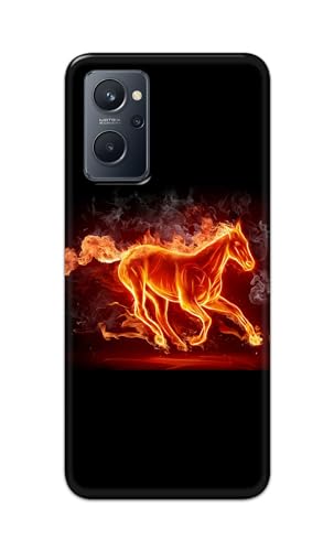 Image of PRINTFIDAA Printed Hard Back Cover Case for Realme 9i 5G Back Cover (Fiery Horse) -112