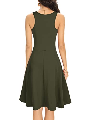 Image of Missufe Women's Sleeveless Racerback Flared Casual Plain Tank Dress