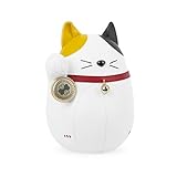 zΓΌβny Zuny Bookend Lucky Cat Fuu Clover, Leather Bookends for Shelves and Heavy Books, Handmade Animal Cat Home Decor, White+Ochre Yellow