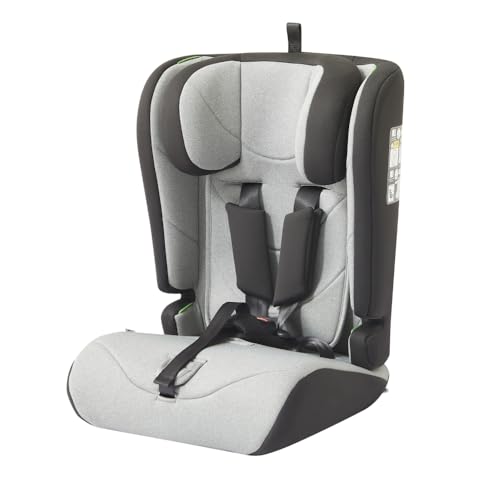 Mobelys Siège Auto Bébé 76-105 cm jusqu’à 36 kg dès 15 Mois, ECE R129 i-Size Booster Seat 100-150 cm jusqu’à 12 Ans, avec Housse Amovible, Coussin Tête Supplémentaire et Harnais Réglables, Gris Clair