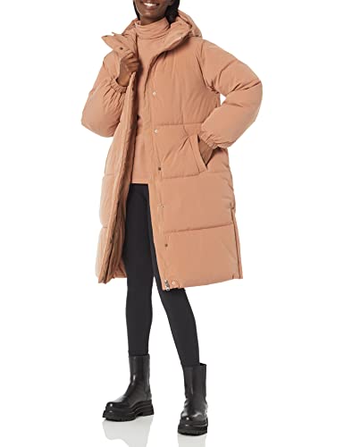 Amazon Essentials Women's Oversized Long Puffer Jacket (Available in Plus Size), Light Brown, Medium
