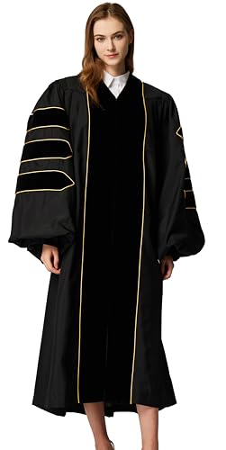 MyGradDay Unisex Deluxe Graduation Doctorate Robe with Gold Piping Available for Customization2