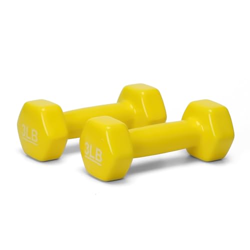 Image of Amazon Basics Vinyl Coated Dumbbell for Gym Exercises, Set of 2, 1.4 Kg, Yellow