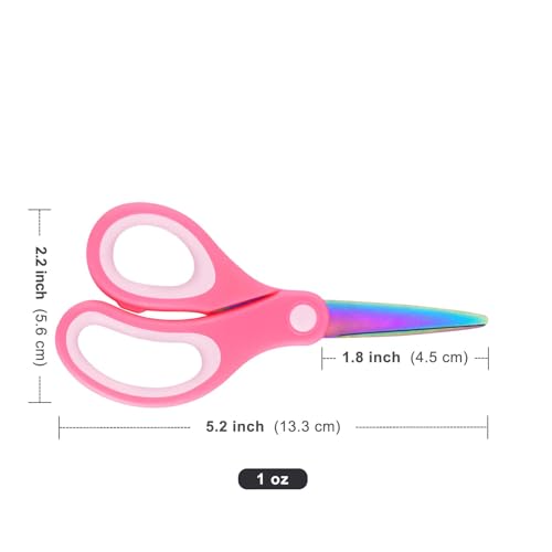Image of SCAIKTIG 5 inch Kids Scissors Set(3 Pcs), Safety Rounded edge Blunt-Tip, Titanium Coating Blades, Comfort Grip for School Classroom Children and Toddler Cutting Craft Paper, Assorted Color