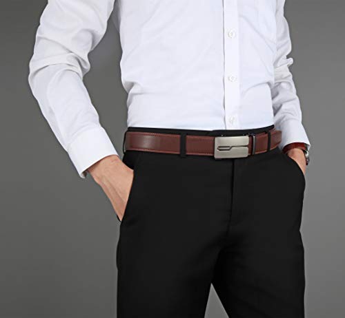 GFG Ceinture pour Homme en Cuir Véritable avec Boucle Automatique Largueur-3.5cm-0010-110-Marron - Image 6