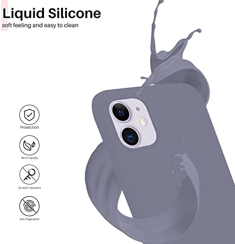 Image of VONZEE Liquid Silicone, Microfiber Shockproof Slim Back Cover Compatible for iPhone 11 6.1 inch, (Lavender Grey)