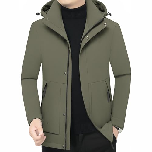 Parka de invierno para hombre de mediana edad con capucha ajustable 3