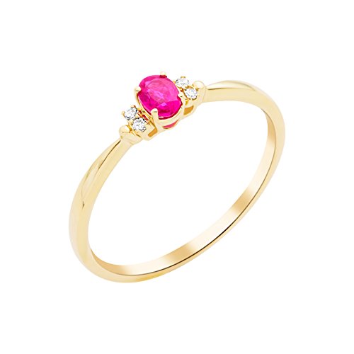 Preisvergleich Produktbild Miore Damen-Ring 375 (9kt) Gelbgold mit Rubin und Diamanten