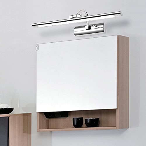 Applique miroir LED en acier inoxydable chrome brillant IP44 pour salle de bain moderne