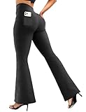 Mlenhor 3 Packs Womens High Waist Flare Pants-Flare Yoga Pants，Yoga Pants with Pockets - High Waist and Wide Leg (US, Alpha, Medium, Regular, Regular, Black)