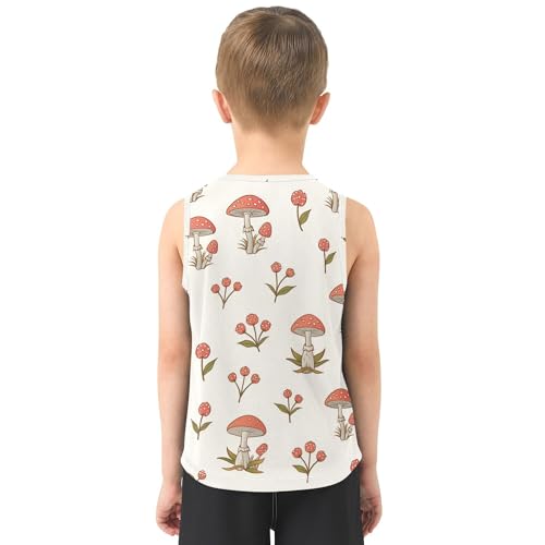 JUNZAN Mushroom Boys Performance Tank Top Sleeveless Casual Vest Tees Teen Clothing for Basketball Sports Beach 3T3