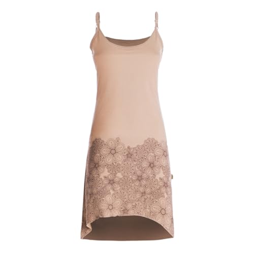 Vishes Damen Sommerkleid mit Spaghettiträgern in Beige I Größe S (36) I Handgefertigt aus 100% Baumwolle I Träger-Kleid I Ideal für Frühjahr &...
