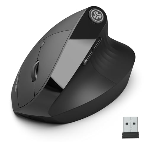JLab JBuds Ergo Mouse - Mouse Wireless Ricaricabile Silent Ergonomico, Collegati Tramite Ricevitore Bluetooth o USB, Multidispositivo, per Computer Portatile, Desktop PC, Tablet, Windows/Mac