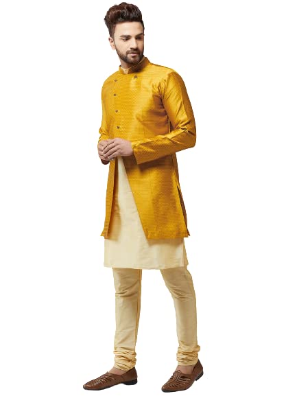 Image of SOJANYA Men's Silk Blend Solid Kurta & Pyjama Set