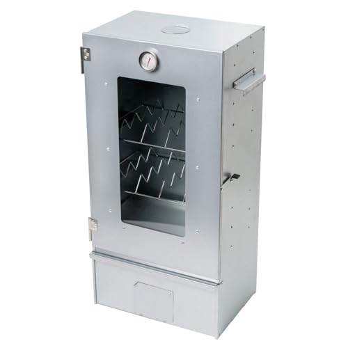 Räucherofen aus Stahlblech mit Zubehör - Räucherschrank für Holz mit Räucherhaken & 1 kg Räuchermehl - Thermometer - für Fisch Fleisch & Gemüse