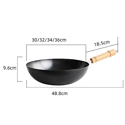 Wok de acero al carbono con mango de madera 30 cm miniatura 5