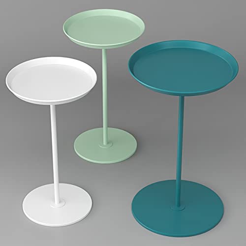 N/A Metal Sofa Side Table Small Round Table Mobile Bedside Table Small Tea Table Living Room (Color : White, Size : 30X60Cm) #TOP2