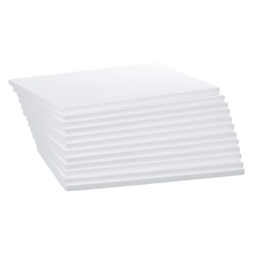 Crafare 12 Pack Craft Foam Blocks 16X12X0.5in EPS Polystyrene Boards Rectangle for Arts School Projects Sculptures Floral Arrangements Modeling and Centerpieces