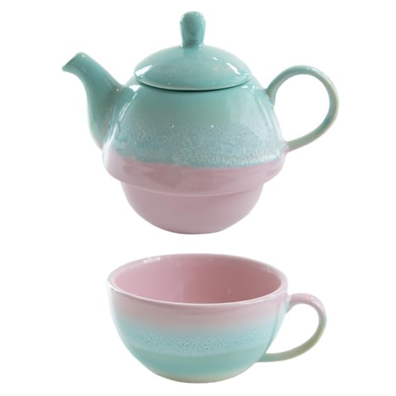 Sass & Belle Pastel Ombre Tea for One in Pink & Green, Multi, 11.5 x 16.5 x 15.5 cm - Image 2