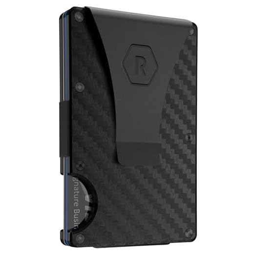 The Ridge Portefeuille fin minimaliste en métal bloquant les RFID avec pince à billets pour poche avant – Pour homme, Fibre de carbone., Taille unique, Minimaliste