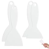 OMFJAT 4 Piezas Rascador de Hielo para Congelador y Nevera, ABS Reforzado, 2 Tamaños (13.5x6cm y 16.5x7.5cm), Blanco, para Descongelar, Limpieza de Ranuras, Parabrisas y Juego en Arena