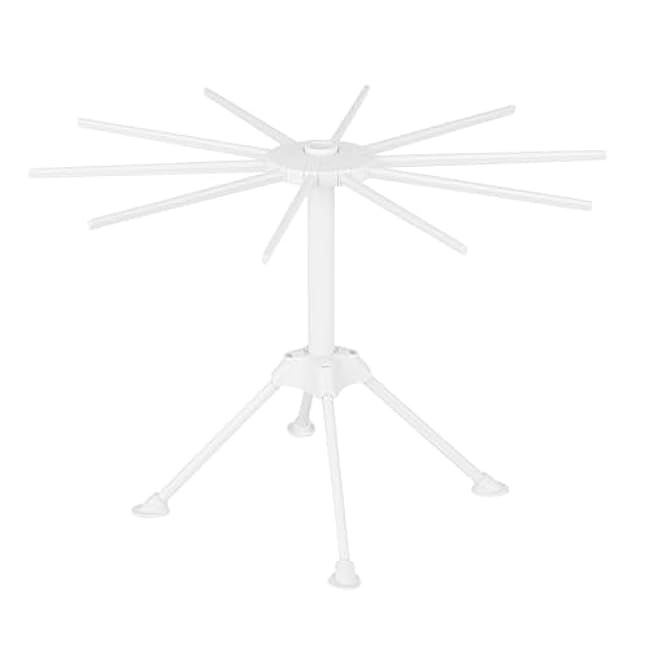 Restaurantware-Met Lux 11 Inch Collapsible Pasta Drying Rack, 1 Spaghetti Noodle Tree Stand - 10 Bar Handles, Quick Set Up, White Plastic Household Noodle Dryer, Rubber Feet, Holds 10 Pounds