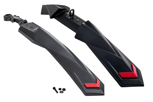 Image of Dark Horse Bicycle MX2 Fender Set, Suitable for 24 inch & 26 inch Inch Cycle, V-Brake Model, MTB & ATB Cycles, Durable Clamp Fitting New Mudguard for Cycles (Red)