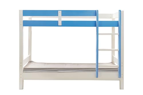 Image of KIDOMATE Mandarin Solid Wood Bunk Bed for Kids with Underbed Storage & Toy Rack | Space-Saving Twin Bed with Guard Rails, Ladder, Safety Design for Boys & Girls Bedroom (Pink, Twin Over Twin)